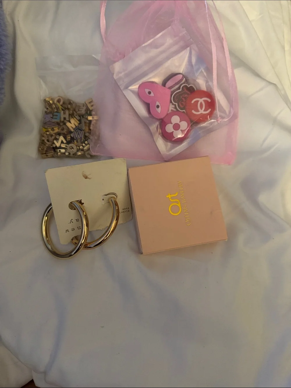 Kids Pink Bunny Charm Set with Assorted Beads
